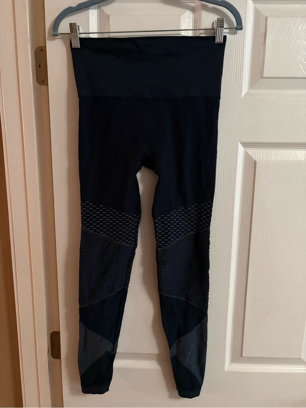 Spanx look at me now seamless moto leggings navy gray athleisure athletic M - Picture 2 of 5